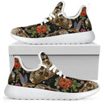 Vintage Skull Pattern Print Mesh Knit Shoes GearFrost
