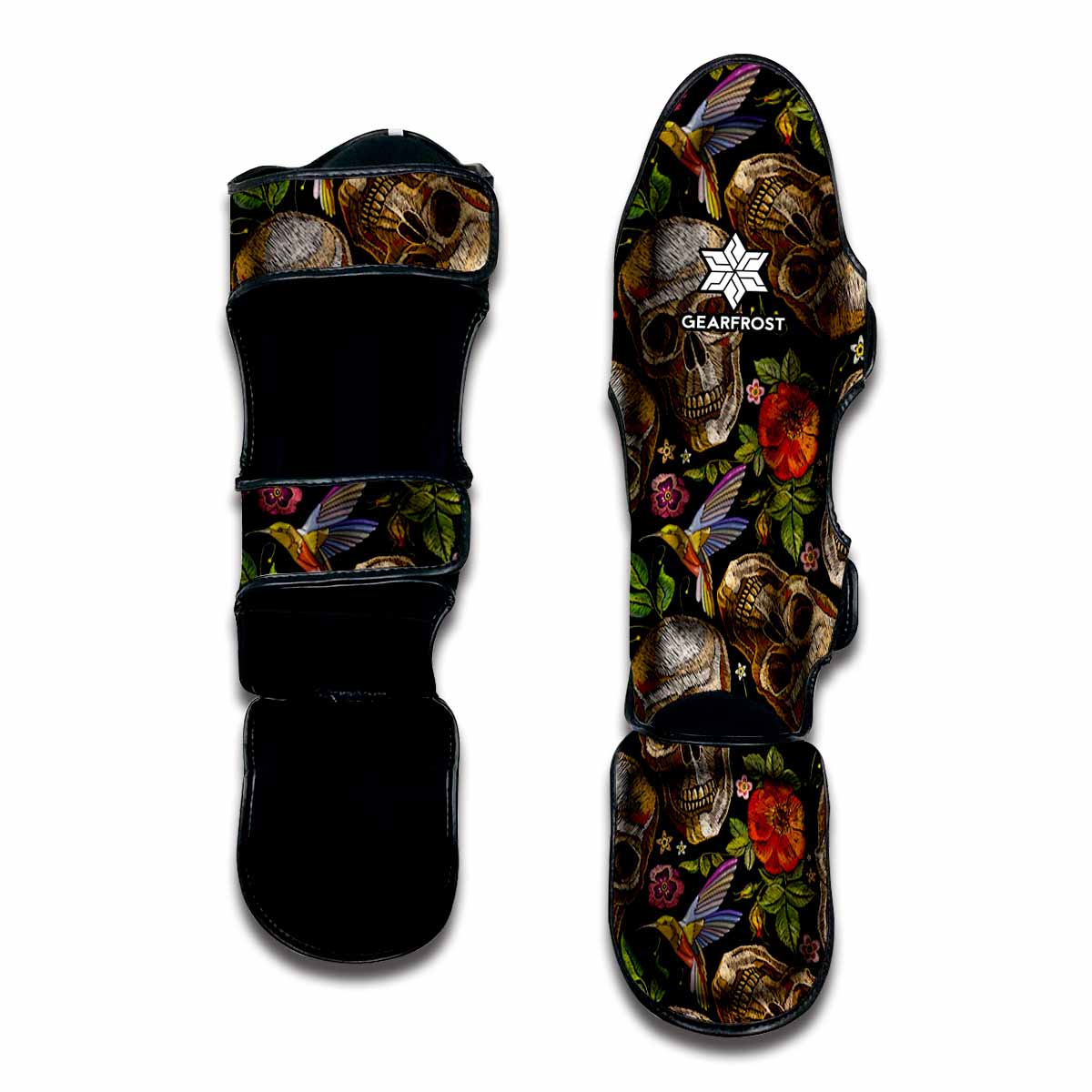 Vintage Skull Pattern Print Muay Thai Shin Guard