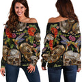 Vintage Skull Pattern Print Off The Shoulder Sweatshirt