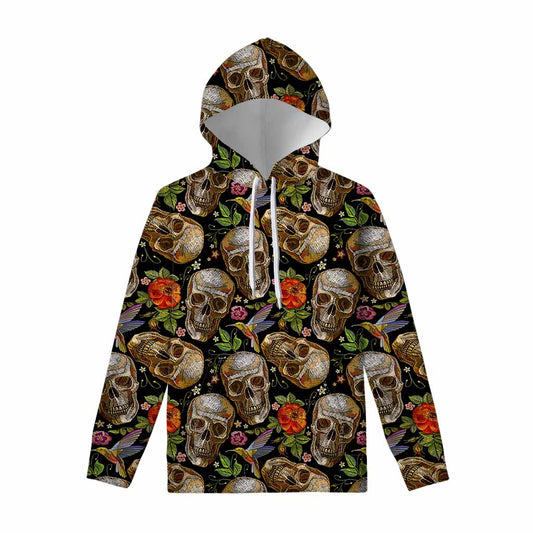 Vintage Skull Pattern Print Pullover Hoodie