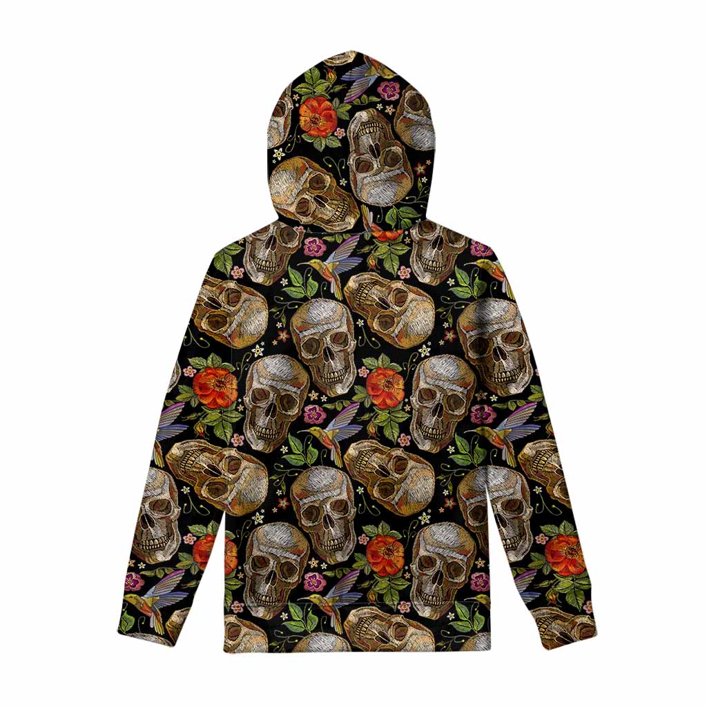 Vintage Skull Pattern Print Pullover Hoodie