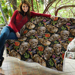Vintage Skull Pattern Print Quilt