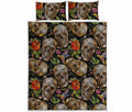 Vintage Skull Pattern Print Quilt Bed Set