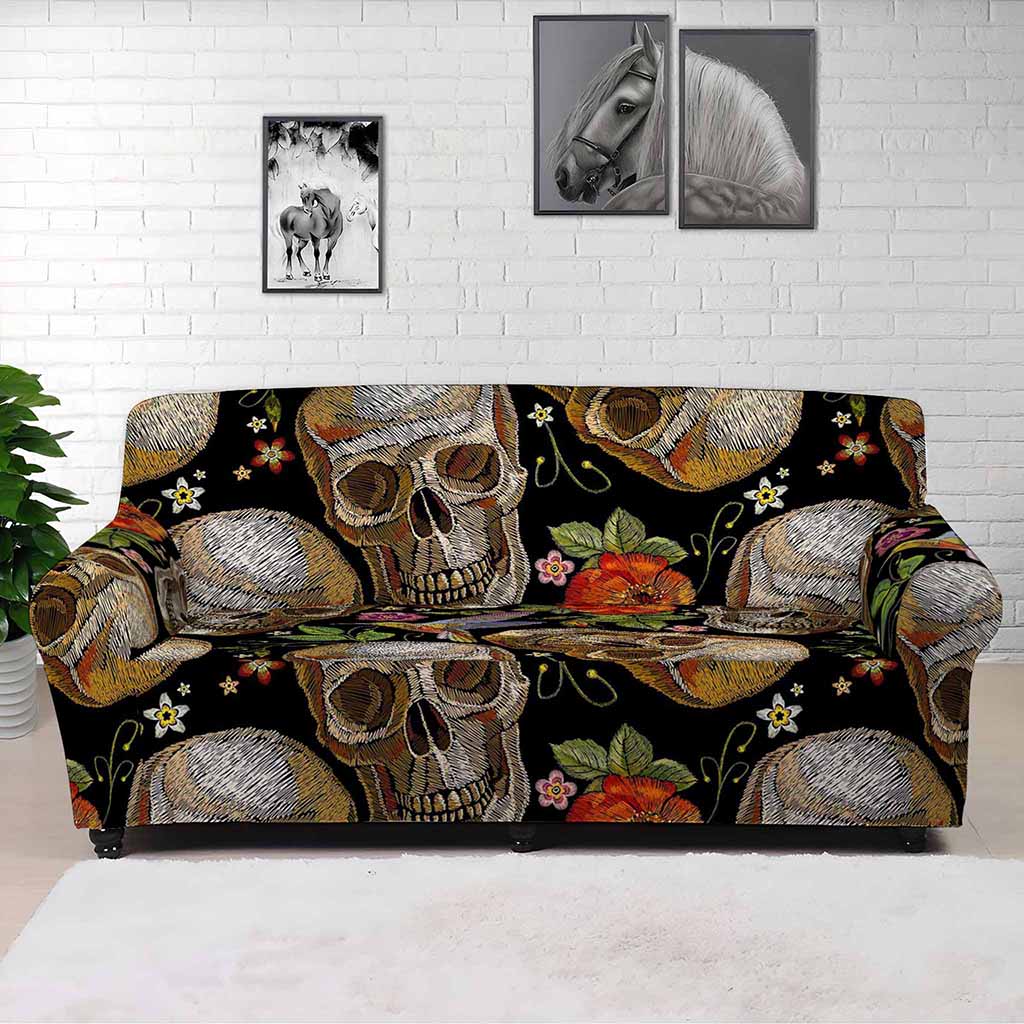 Vintage Skull Pattern Print Sofa Cover