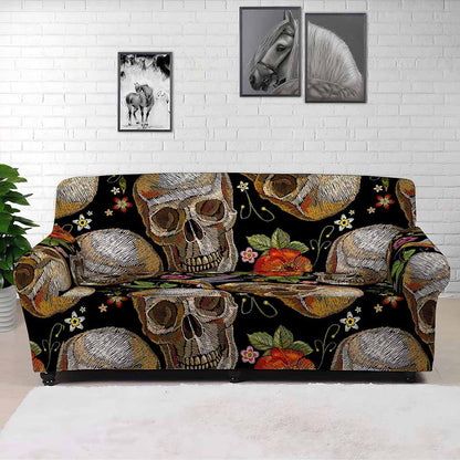 Vintage Skull Pattern Print Sofa Cover