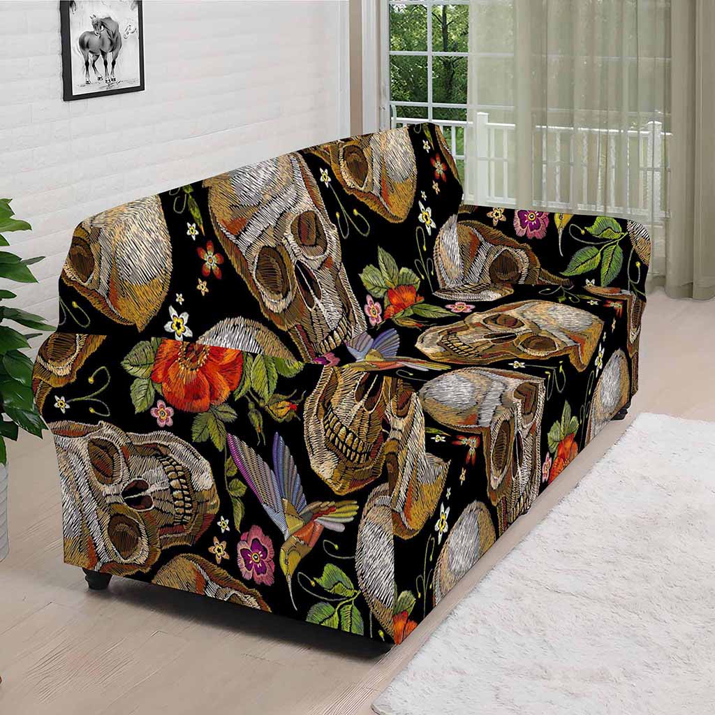 Vintage Skull Pattern Print Sofa Cover