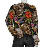 Vintage Skull Pattern Print Women's Crewneck Sweatshirt GearFrost