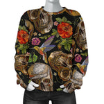 Vintage Skull Pattern Print Women's Crewneck Sweatshirt GearFrost