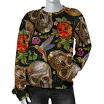 Vintage Skull Pattern Print Women's Crewneck Sweatshirt GearFrost