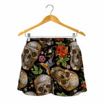 Vintage Skull Pattern Print Women's Shorts