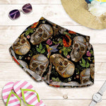 Vintage Skull Pattern Print Women's Shorts