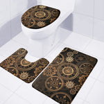 Vintage Steampunk Gears Print 3 Piece Bath Mat Set