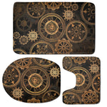 Vintage Steampunk Gears Print 3 Piece Bath Mat Set