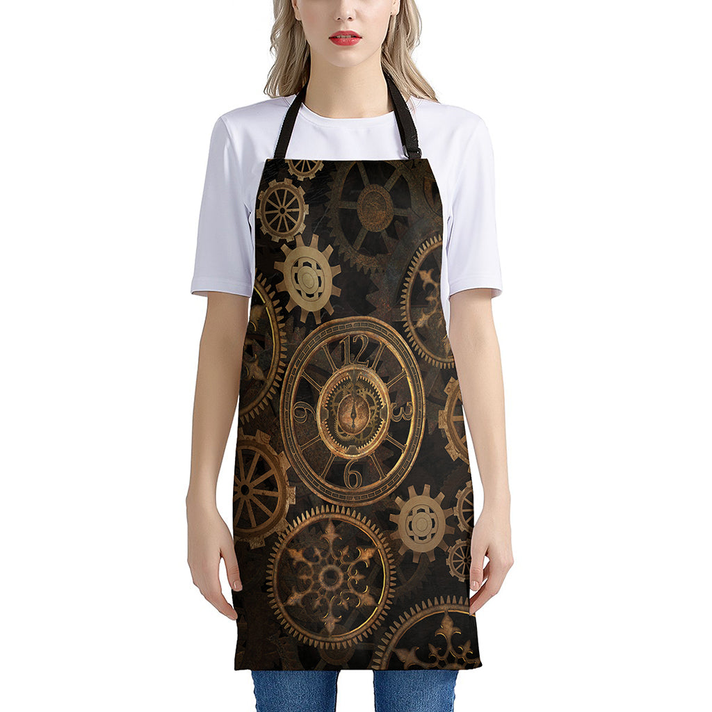 Vintage Steampunk Gears Print Apron