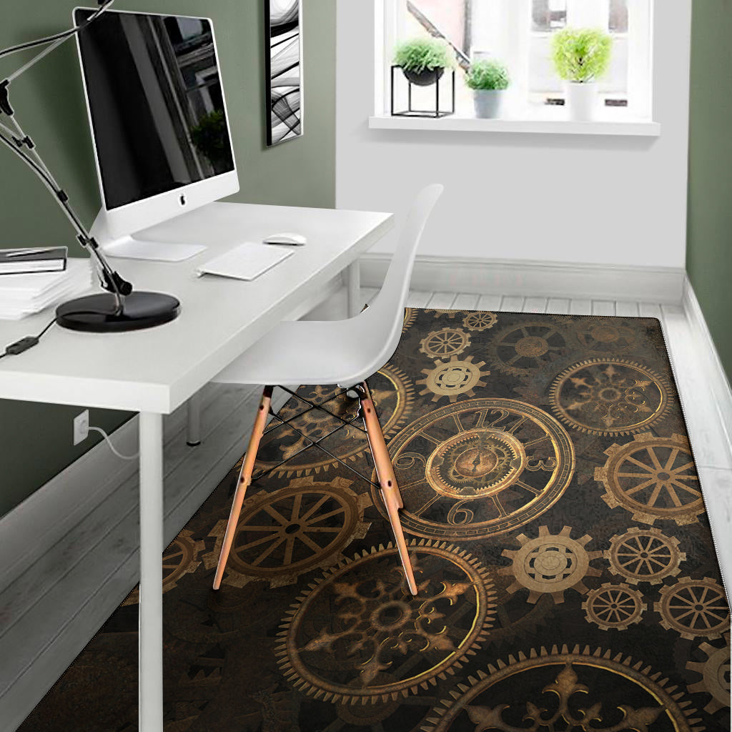 Vintage Steampunk Gears Print Area Rug