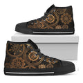 Vintage Steampunk Gears Print Black High Top Sneakers