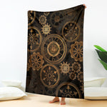 Vintage Steampunk Gears Print Blanket