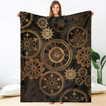 Vintage Steampunk Gears Print Blanket