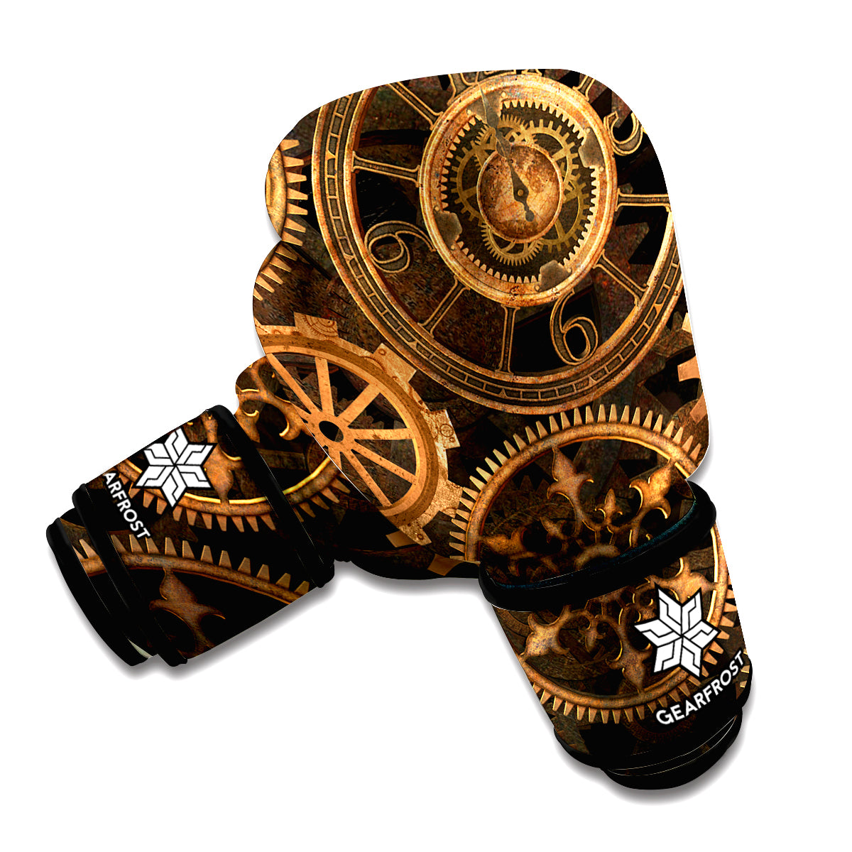Vintage Steampunk Gears Print Boxing Gloves