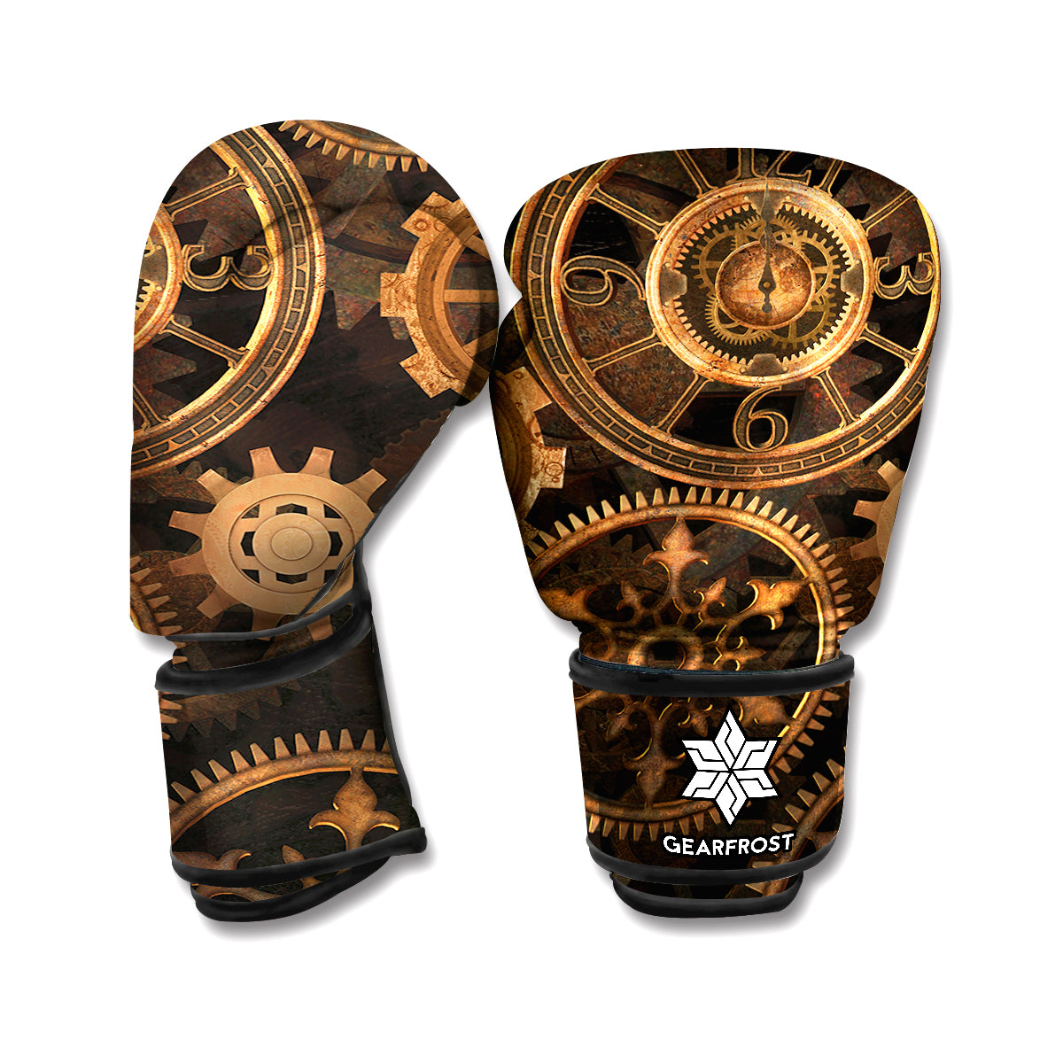 Vintage Steampunk Gears Print Boxing Gloves