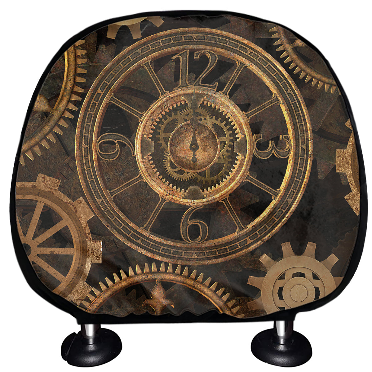 Vintage Steampunk Gears Print Car Headrest Covers