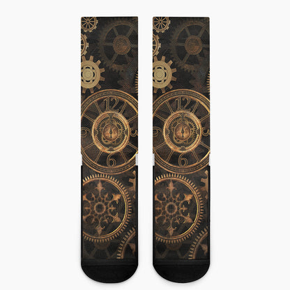 Vintage Steampunk Gears Print Crew Socks