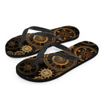 Vintage Steampunk Gears Print Flip Flops