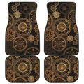 Vintage Steampunk Gears Print Front and Back Car Floor Mats
