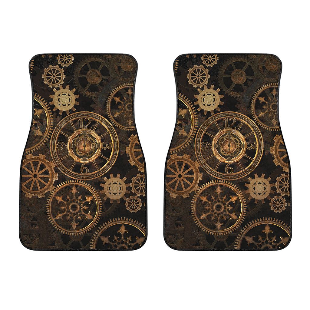Vintage Steampunk Gears Print Front Car Floor Mats