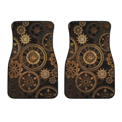Vintage Steampunk Gears Print Front Car Floor Mats
