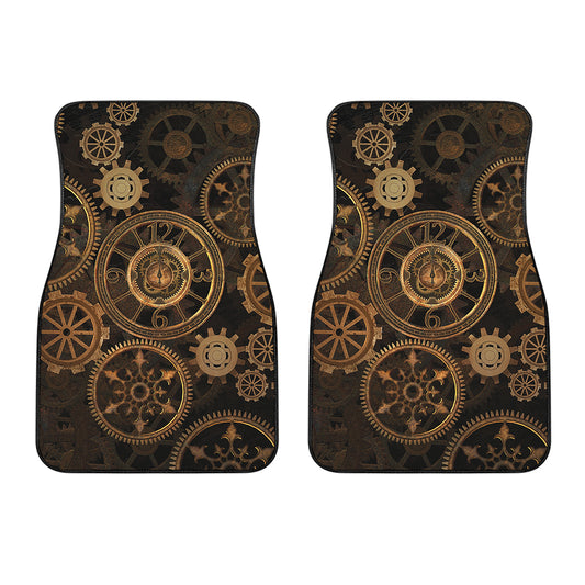 Vintage Steampunk Gears Print Front Car Floor Mats