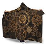 Vintage Steampunk Gears Print Hooded Blanket