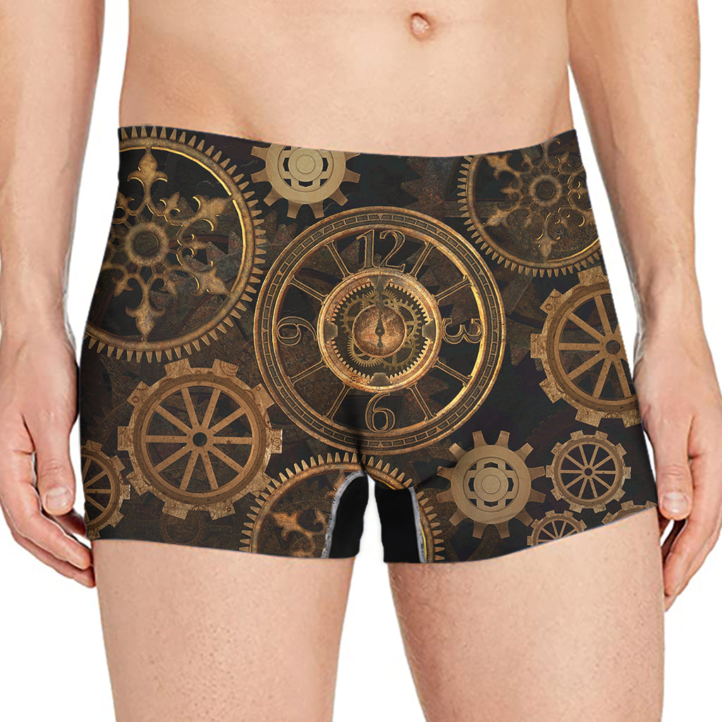 Vintage Steampunk Gears Print Men's Boxer Briefs