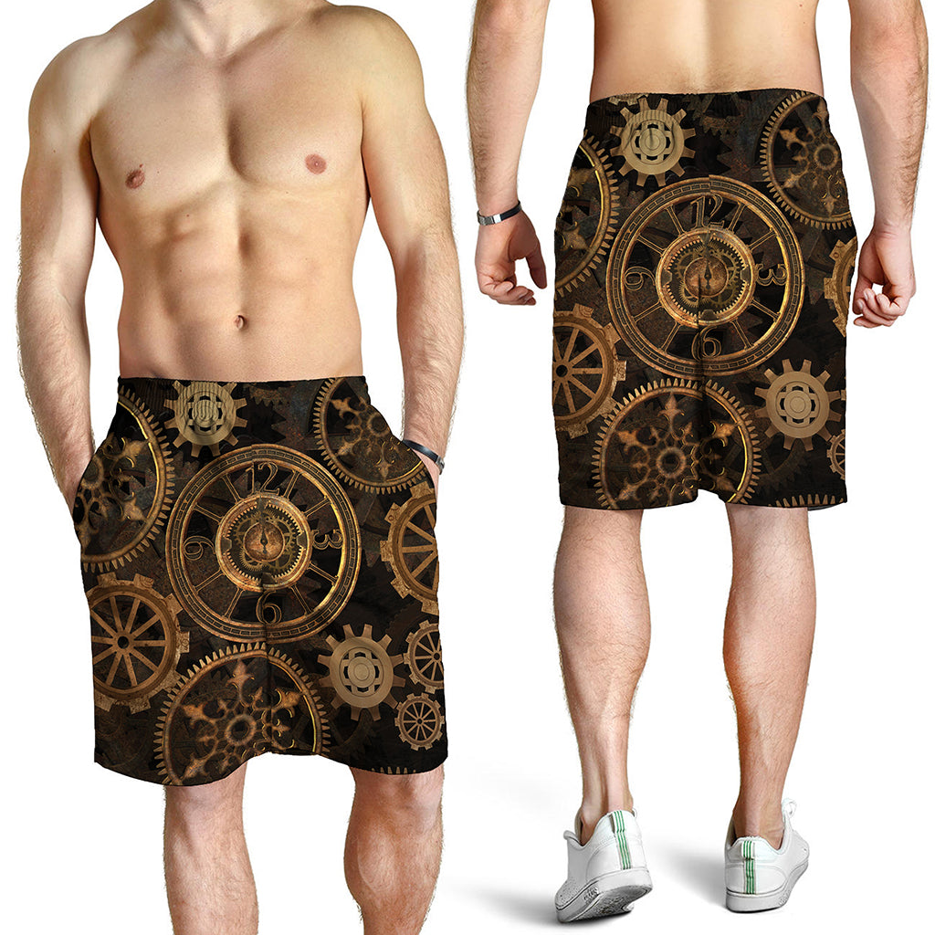 Vintage Steampunk Gears Print Men's Shorts