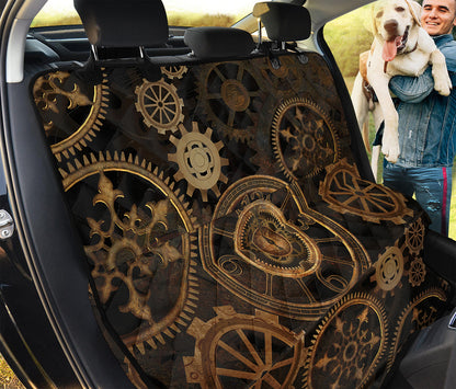 Vintage Steampunk Gears Print Pet Car Back Seat Cover