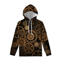 Vintage Steampunk Gears Print Pullover Hoodie