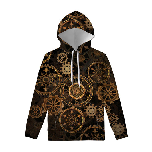 Vintage Steampunk Gears Print Pullover Hoodie