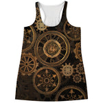 Vintage Steampunk Gears Print Women's Racerback Tank Top