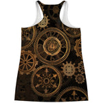 Vintage Steampunk Gears Print Women's Racerback Tank Top