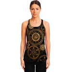 Vintage Steampunk Gears Print Women's Racerback Tank Top