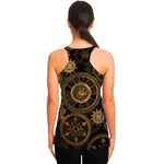 Vintage Steampunk Gears Print Women's Racerback Tank Top