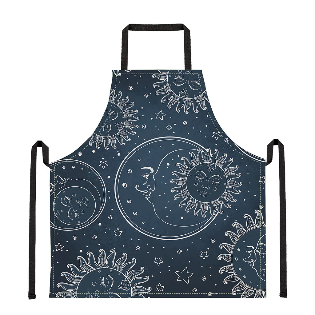 Vintage Sun And Moon Pattern Print Apron