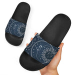 Vintage Sun And Moon Pattern Print Black Slide Sandals