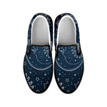 Vintage Sun And Moon Pattern Print Black Slip On Shoes