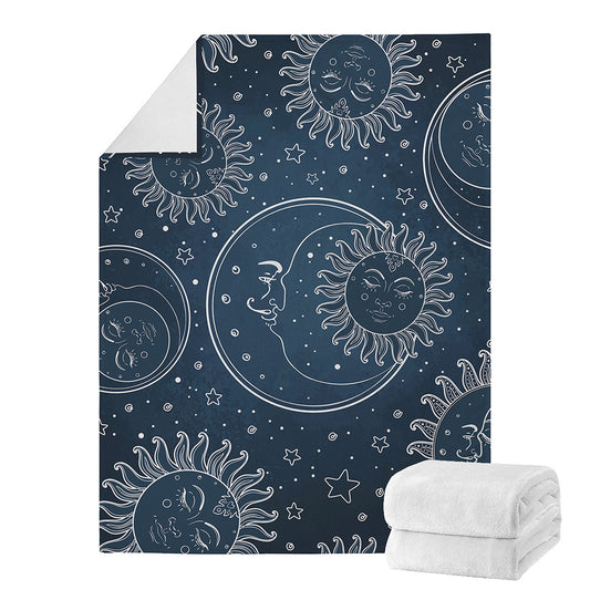 Vintage Sun And Moon Pattern Print Blanket
