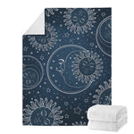 Vintage Sun And Moon Pattern Print Blanket