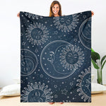 Vintage Sun And Moon Pattern Print Blanket