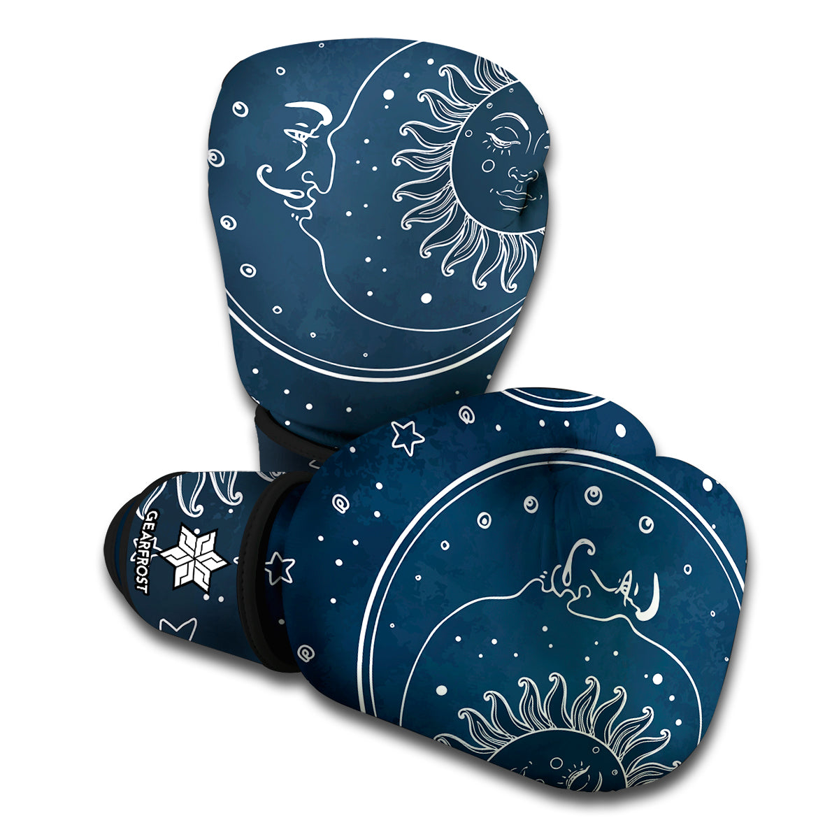 Vintage Sun And Moon Pattern Print Boxing Gloves