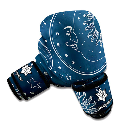 Vintage Sun And Moon Pattern Print Boxing Gloves