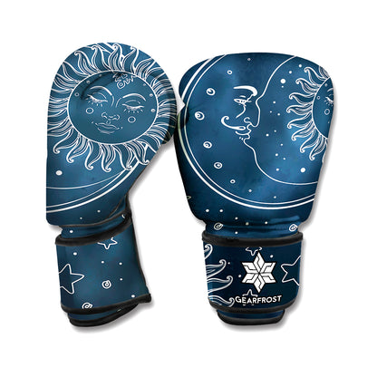 Vintage Sun And Moon Pattern Print Boxing Gloves